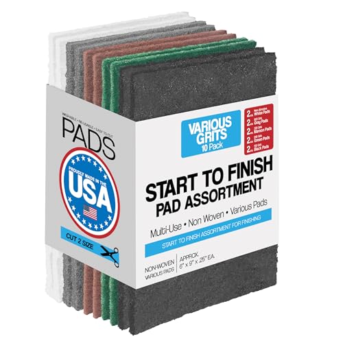 6" X 9" Non-Woven Grey Scuff Pads 10 Pack Assortment - color: Assorted, size: 6" x 9"