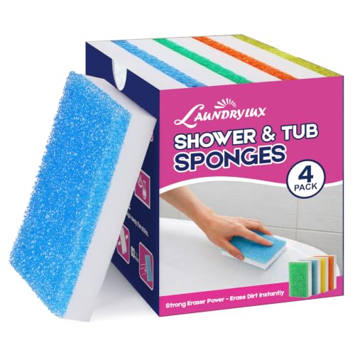 LAUNDRYLUX Magic Sponge Erasers, 4 Pack Dual-Sided Shower & Tub Cleaner - size: 4 Count