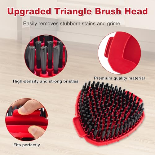 Spin Mop Handle,Mop Replace Heads,Brush and Base Compatible with O Cedar EasyWring 1 Tank,2 Microfiber Mop Refills and Brush,4-Section 30-58" Mop Handle,Mop Base Combo Set for Wet/Dry Floor Cleaning - size: 1Handle+2Refills+1Base+2Scrub Brush（1 Tank Syste
