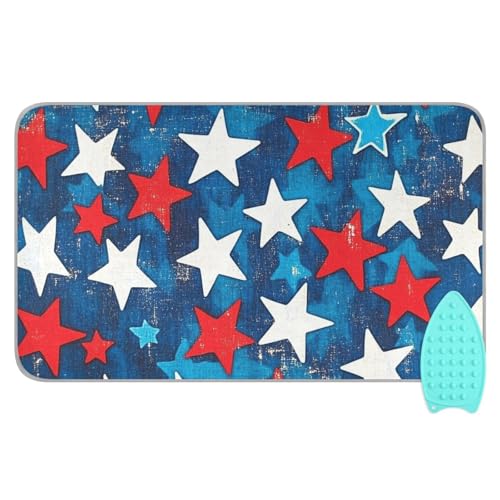 Ironing Mat Portable Ironing Pad Ironing Blanket for Table Top Heat Resistance Double-Side Using Travel Large 47.2 x 27.6 Inch Foldable Lightweight July 4th Patriotic Stars Red and Blue - color: July 4th Patriotic Stars Red and Blue