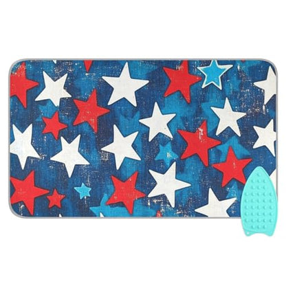 Ironing Mat Portable Ironing Pad Ironing Blanket for Table Top Heat Resistance Double-Side Using Travel Large 47.2 x 27.6 Inch Foldable Lightweight July 4th Patriotic Stars Red and Blue - color: July 4th Patriotic Stars Red and Blue