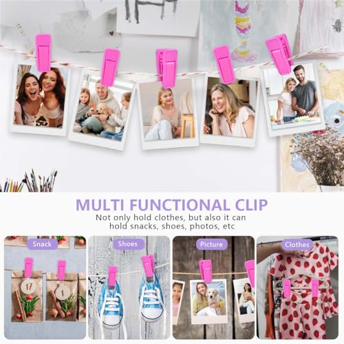 KISEER 80 Pcs Plastic Baby Hanger Clips Slim-line Finger Clips Set for Clothes Hanger Velvet Hanger (Pink) - color: Pink, size: 80 Pcs