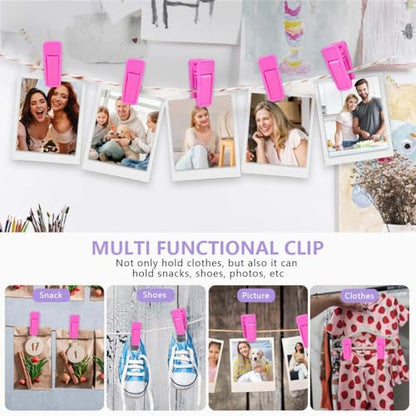 KISEER 40 Pcs Plastic Baby Hanger Clips Slim-line Finger Clips Set for Clothes Hanger Velvet Hanger (Pink) - color: Pink, size: 40 Pcs