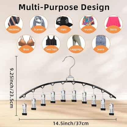 3 Pack Legging Organizer for Closet,Metal Yoga Pants Hanger with 10 Clips Hold 30 Leggings,Jeans,Hats,Bras,Shorts,Socks,Space Saving Hanging Closet Organizers and Storage,Black