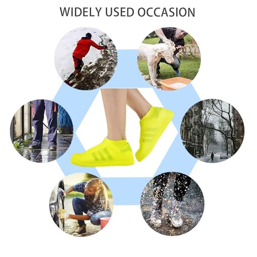 VBoo Waterproof Silicone Non-Slip Rain Shoe Covers - color: Yellow, size: Large