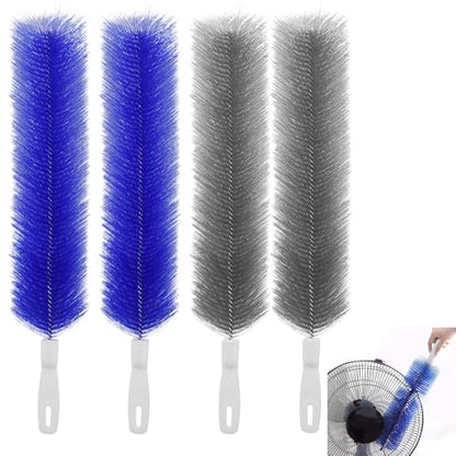 4 Pcs Cobweb Duster, Bendable Fan Duster, Plastic Fan Cleaner Brush,Microfiber Head Dusting Brush, Reusable Dust Remover for Air Conditioning Shutters,Ceiling Fan Blades,Air Vents, Curtains, Cars