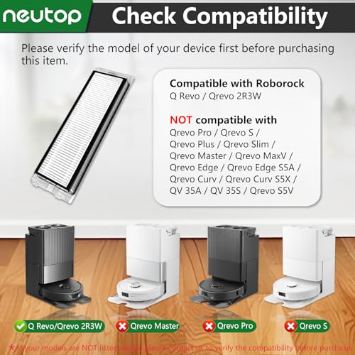 HEPA Filters Compatible with Roborock Q Revo/2R3W, 8-Pack