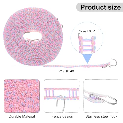 uxcell 2pcs Windproof Clothesline, 5M 16.4ft Plastic Non-Slip Clothes Drying Rope Portable Travel Clothesline for Courtyard Outdoor Laundry Camping, Purple - color: Purple, size: 16.4ft