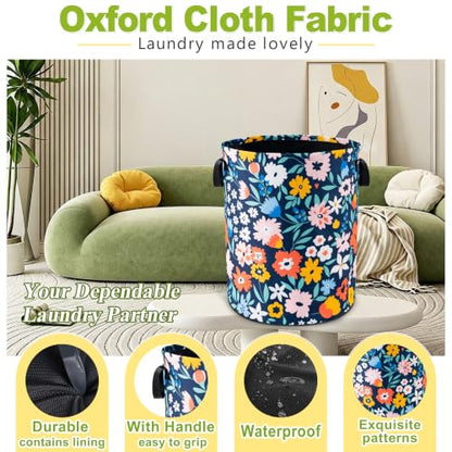 Folk Floral Art Laundry Basket Foldable Waterproof Hamper 18.9 x 16.5 Inch - color: Folk Floral Art