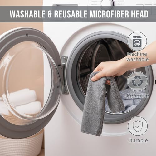 Flat Gap Dust Cleaner with Extendable Pole, Bafezoze Retractable Under Appliance Duster with 2 Washable Microfiber Pads, Slim Flexible Gap Mop for Cleaning Under Bed Sofa Cabinet Refrigerator Gray - size: Gap Duster Gray 2PCs