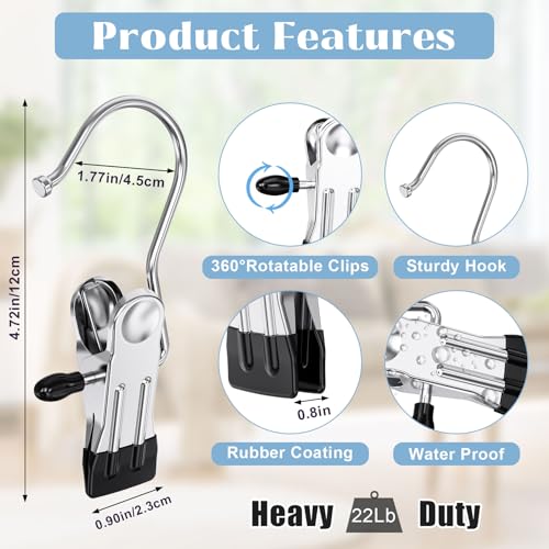 12 Pack Boot Hangers Clips for Closet, Heavy Duty Pants Hangers with Clips