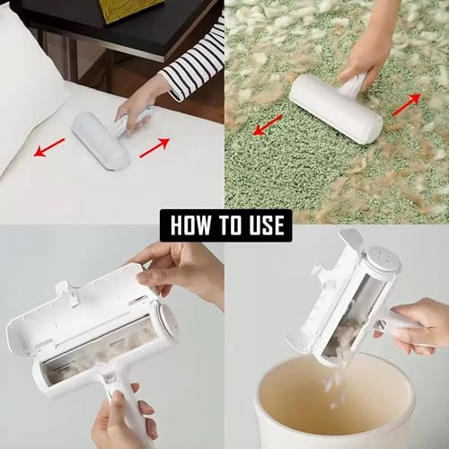 Reusable Pet Hair Remover Roller – Dog & Cat Fur Lint Cleaner for Sofa, Carpet, Bed & Car Seats – No Adhesive Required (White/Grey) - color: White/Grey