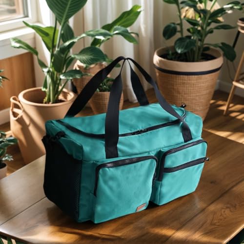 Large Capacity Duffel Bag Adjustable Strap Peppermint Blue Travel Sports - color: Peppermint Blue