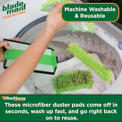Blade Maid Replacement Microfiber Pads | Reusable, Machine Washable Pads for Blade Maid Ceiling Fan Cleaner with Extendable Pole for High Ceilings, Corner Cleaning Tool | Size 4.9" x 7.7" (Pack of 2) - size: Pack of 2 Replacement Pads
