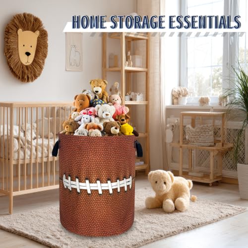 Funny Football Laundry Basket Oxford Cloth Foldable Hamper 18.9x16.5 Inch - color: Retro Football Pattern