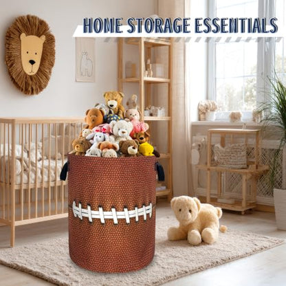 Funny Football Laundry Basket Oxford Cloth Foldable Hamper 18.9x16.5 Inch - color: Retro Football Pattern