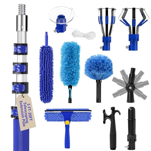 26FT Light Bulb Changer Kit with Ceiling Fan Cleaner Extension Pole Blue - color: Blue, size: 20 feet