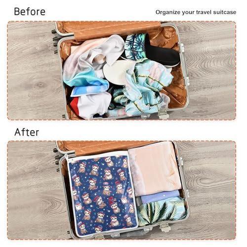 Mesh Laundry Bags Lingerie Bags for Washing Delicates 2 PCS Durable Wash Bag with Zipper Small and Medium Washable 4th July Sloths Blue - color: 4th July Sloths Blue