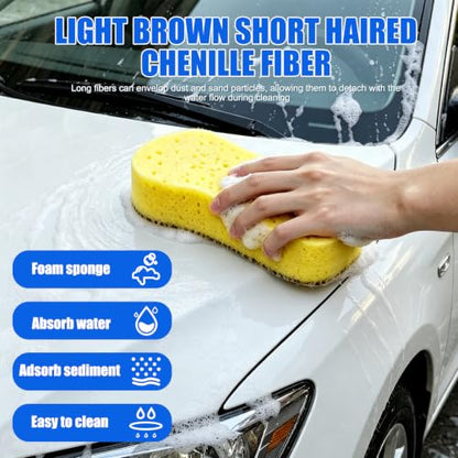 6-Pack Car Cleaning Kit – Microfiber Cloth, Mitt & Sponge Set - color: 6 Pack