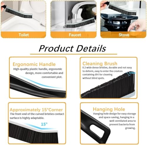 6Pcs Crevice Cleaning Brush, Cleaning Tools for Household Use, Multifunctional Gap Cleaning Supplies for Kitchen, Toilet, Bathroom, Vehicle, Window, Faucets, Grout, Home