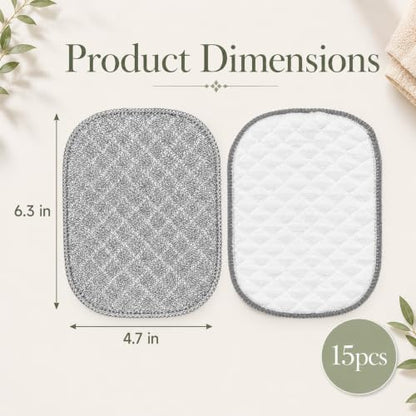 15 Pcs Multipurpose Wire Dishwashing Rags, Non-Scratch Reusable Cleaning Cloths with Double Layer Metal Scrubbing Surface for Kitchen Pots Pans Sinks, Heavy-Duty Cleaning Supplies