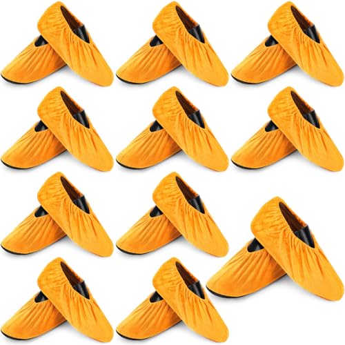 JaGely 11 Pair Reusable Cloth Shoe Covers for Indoors, Yellow - color: Yellow