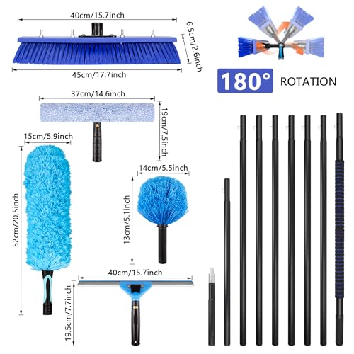26FT Window Cleaning Brush Kit, 4-26ft Adjustable Water Fed Pole Kit