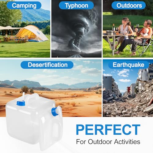 2 Pack Collapsible Water Container with Spigot,BPA Free Food Safe Camping Water Storage Carrier Jug for Outdoors Hiking Backpack & Survival Kit, Foldable Portable Water Canteen(10L/5.3 Gallon)