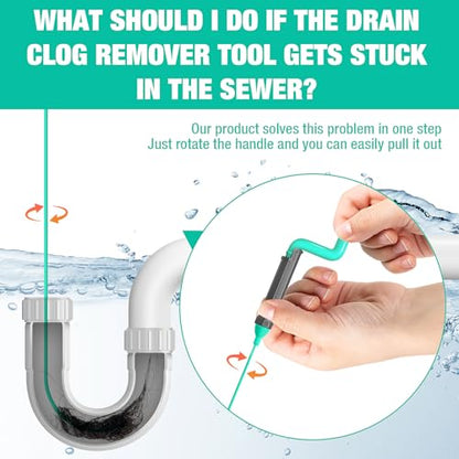 40inch Bathroom Drain Hair Remover Tool with Rotating Handle, Reinforced Steel Core Drain Snake Cleaner for Shower, Bathtub and Bathroom Sink, Flexible Hair Clog Removal Tool for Narrow Drains(6PCS)