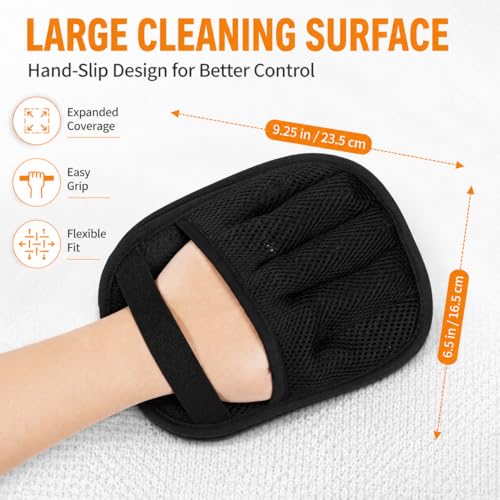 4PCS Pet Hair Removal Gloves for Dogs and Cats, Reusable Pet Hair Remover for Couch, Clothes, Carpet and Car Seats, Washable Electrostatic Grooming Gloves for Pet Shedding Hair - color: black 4pcs
