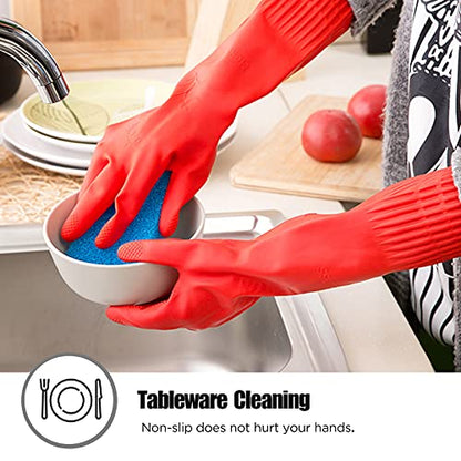 Rubber cleaning gloves 1 or 3 Pairs for kitchen,Cotton Lining,Dishwashing gloves long with lined,Reuseable. - size: Small (Pack of 1), style: 1