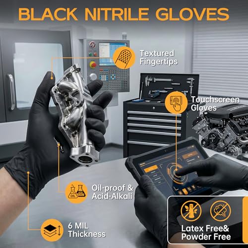 Nitrile Gloves Disposable Latex Rubber Gloves Black Nitrile Latex Gloves XL Disposable Rubber Black Gloves HEAVY DUTY 6 Mil Nitrile Gloves 1000Ct - size: X-Large