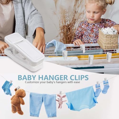 KISEER 80 Pcs Plastic Baby Hanger Clips Slim-line Finger Clips Set for Clothes Hanger Velvet Hanger (White) - color: White, size: 80 Pcs