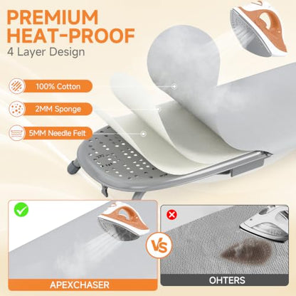 APEXCHASER Small Ironing Board, Iron Board with Iron Rest & Holder, Grey - color: Gray