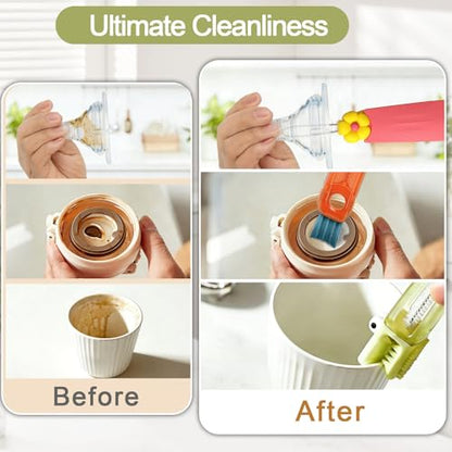 9pcs Cup Lid Gap Cleaning Brush 3 in 1 and 4 in 1 Bottle Gap Cleaner Brush Multifunctional Lid Cleaner Cup Cleaner Brushes for Bottle Gaps, Tumblers, Travel Mug Caps