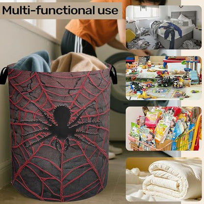 Spider Web Cool Foldable Laundry Hamper - Waterproof Fabric Storage Basket with Handles, Clothes Hampers for Laundry,Bedroom,Dorm - color: Spider Web Cool