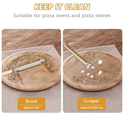 Aolso Pizza Oven Brush, 26" Brush and Stainless Steel Scraper for Pizza Stone, BBQ Grill Cleaning Brush Non Scratch Heat Proof Brass Bristles with Screwdriver, Outdoor Pizza Oven Accessories - size: 26" Brass Bristles