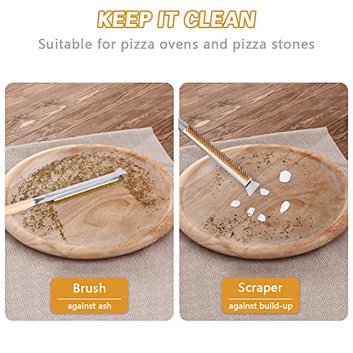 Aolso Pizza Oven Brush, 21" Brush and Stainless Steel Scraper for Pizza Stone, BBQ Grill Cleaning Brush Non Scratch Heat Proof Brass Bristles with Screwdriver, Outdoor Pizza Oven Accessories - size: 21" Brass Bristles