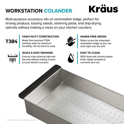 KRAUS Stainless Steel 16.75 in Workstation Sink Colander CS-6 - color: Stainless Steel, style: Colander