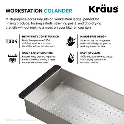 KRAUS Stainless Steel 16.75 in Workstation Sink Colander CS-6 - color: Stainless Steel, style: Colander