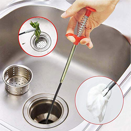 Drain Snake Drain Clog Remover Flexible Grabberable Pick Up Cleaning Tool Reacher Claw Stick, Drain Auger Grab Trash Hairs from Drain,Sink,Bathroom Tub Toilet Hose (79 Inch Drain Snake Tool) - style: 79 Inch