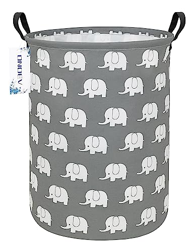 Round Elephant Laundry Hamper Waterproof Fabric Home Storage - color: Elephant