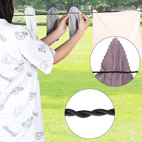 2 Pieces Travel Clothesline Portable Retractable Clothesline with Hooks and Suction Cups Camping Accessories Cruise Essentials for Outdoor and Indoor Use (Black) - style: Black