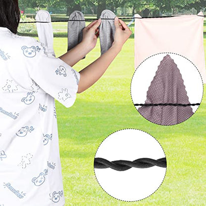 2 Pieces Travel Clothesline Portable Retractable Clothesline with Hooks and Suction Cups Camping Accessories Cruise Essentials for Outdoor and Indoor Use (Black) - style: Black
