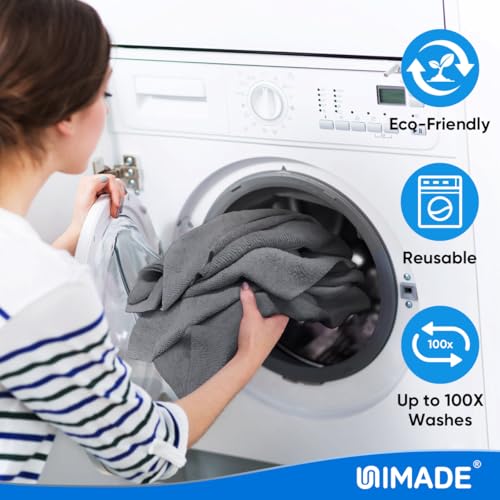 UNIMADE Microfiber Cleaning Cloth, 50 Pack Microfiber Towels - color: Grey, size: 50PK