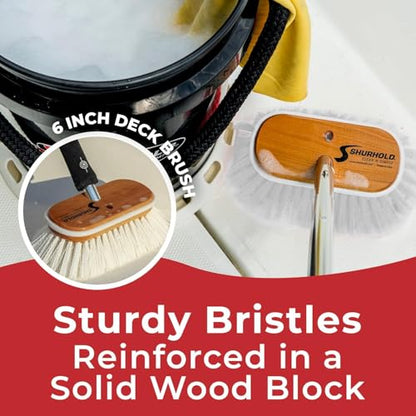 Shurhold 950 6" Deck Brush with Extra Stiff White Polypropylene Bristles - style: Extra Stiff, White