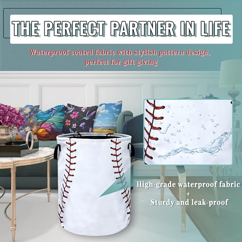 Baseball Laundry Basket Oxford Cloth Foldable Hamper 18.9" x 16.5" - color: Funny Baseball Texture Pattern