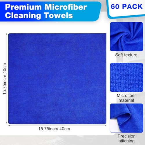Nuenen Car Microfiber Clean Cloths, Blue, 16 x 16 Inch, 60 Pcs - color: Blue, size: 16 x 16 inches