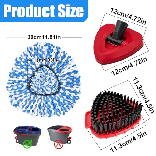 6Pack Mop Replacement Head for O Cedar RinseClean 2 Tank System - color: 4blue+2red