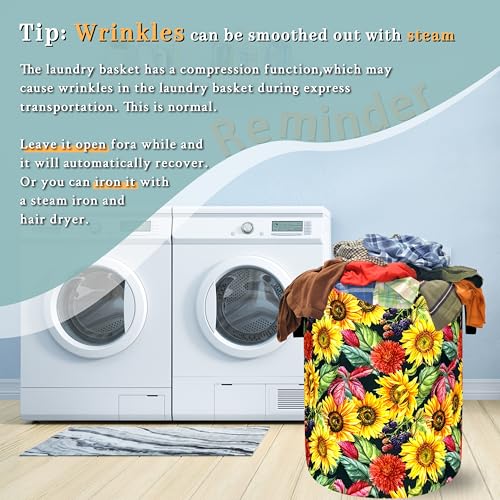 Sunflowers Laundry Basket Oxford Cloth Foldable Hamper 18.9x16.5 Inch - color: Yellow Sunflowers Floral